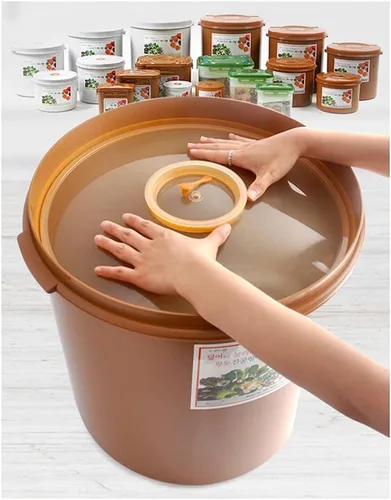 Miniatura 4 de e-jen Contenedor de fermentación probiótica premium Kimchi con tapa interior de vacío redondo (2.1 gal/ 8L)