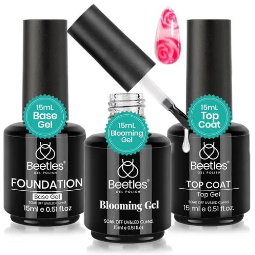 Miniatura 17 de Beetles 2 Piezas Juego de Base y Capa Superior de Gel Libre de Hema Sin Limpieza, Fórmula Suave Mejorada Capa Superior Brillante Esmalte de Uñas
