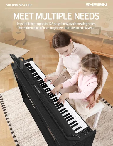 Miniatura 3 de Piano Digital 88 Teclas, Teclado Acústico Eléctrico Pedal de Tamaño Completo con Soporte, Acción de Martillo, para el Hogar, Músicos Principiantes