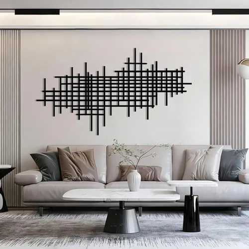 Arte de pared de metal de línea geométrica, arte minimalista de pared de metal, decoración de pared de línea, decoración de pared moderna de lujo,