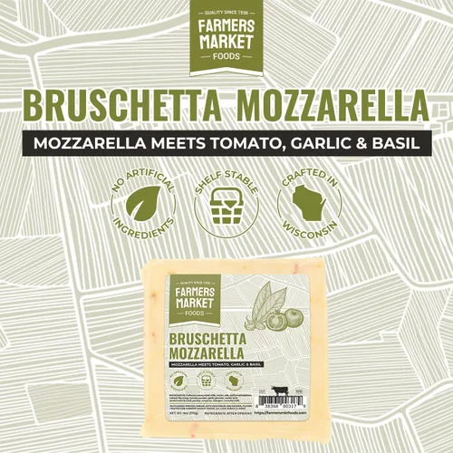 Miniatura 9 de Juego de regalos de queso de Wisconsin, sin gluten, keto, paleo, bajo en sodio, sin azúcar, de Farmers Market, 1 paquete, Bruschetta Mozzarella