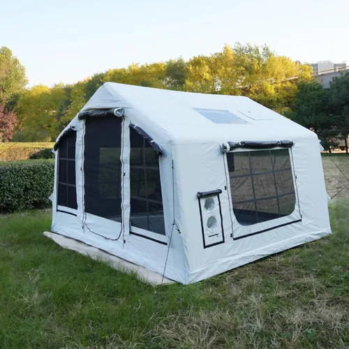 Miniatura 12 de Tienda de campaña inflable grande de lujo con conector de estufa y puerto de CA, 4 a 12 personas, casa de lona glamping de 4 estaciones, tienda