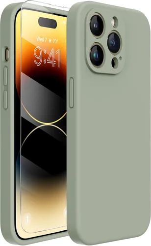 Miniatura 168 de Miracase Funda diseñada para iPhone 13, con protector de pantalla de vidrio templado, forro de microfibra suave antiarañazos, funda de goma