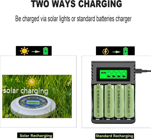 Miniatura 3 de 12 baterías recargables Ni-MH 1.2V AA 1800mAh doble A, precargadas para ratones inalámbricos, reloj despertador, luces solares de jardinería al aire