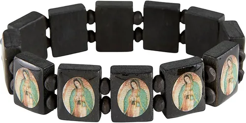 Miniatura 5 de Pulsera Virgen María con tarjeta de oración de Nuestra Señora de Guadalupe Pulsera de madera negra Nuestra Señora de Guadalupe con tarjetas