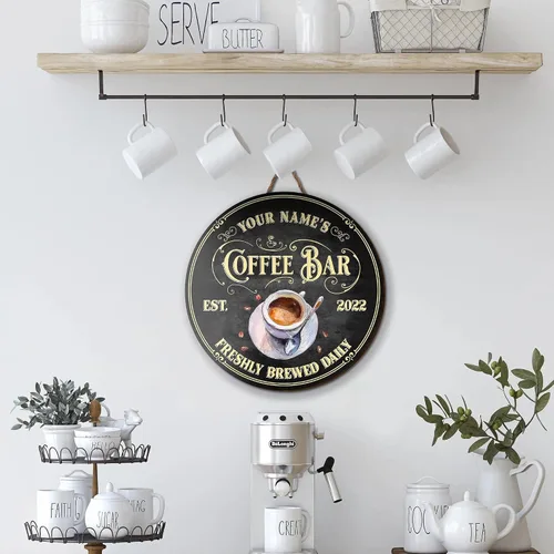 Miniatura 4 de Artsy Woodsy Letrero personalizado de madera para barra de café (no tallada o neón), placa de pared para decoración de cocina, regalos 01
