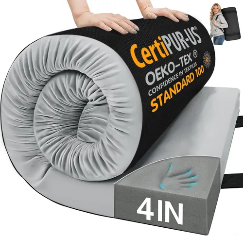 Miniatura 14 de CYMULA Almohadilla de Colchón de Espuma Viscoelástica para Acampar, Almohadilla para Dormir de 3 Pulgadas para Acampar, Base Antideslizante Inferior