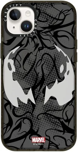 Miniatura 27 de CASETiFY Impact - Funda para iPhone 13 [Spider-Man Co-Lab / protección contra caídas de 6.6 pies] - Máscara Venom - Negro transparente