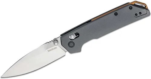 Kershaw Iridium Reverse Tanto - Cuchillo de bolsillo plegable, elegante hoja de acero D2 de 3.4 pulgadas, mecanismo de bloqueo DuraLock, mango de