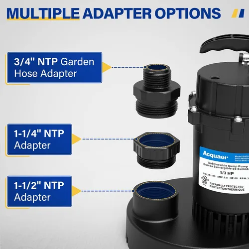 Miniatura 4 de Acquaer Bomba sumergible de agua limpia/sucia con interruptor de flotador ajustable para jardín, piscina, sótano, casa inundada, bañera