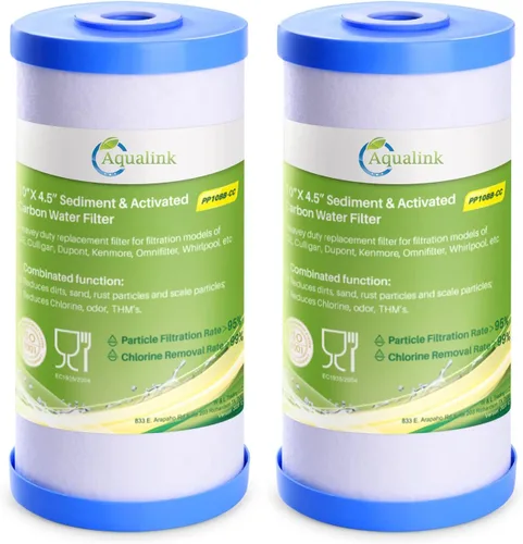 AQUALINK PP10BB-CC Reemplazo del filtro de agua de carbón activado por sedimentos de 5 micrones, 10 x 4.5 pulgadas, para GE FXHTC, GXWH40L, GXWH35F,