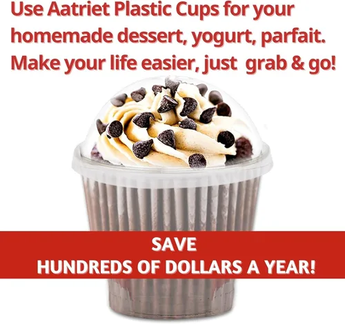Miniatura 7 de Tazas de postre de plástico transparente con tapa, 30 juegos de cuencos desechables para helado, parfait, pudín de plátano, gelatina y postres