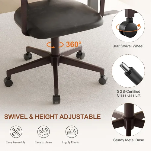 Miniatura 4 de BFZ Silla de escritorio retro de mediados de siglo para oficina en casa con respaldo, piel sintética, altura ajustable, giratoria, reposabrazos