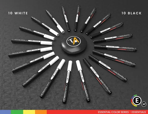 Miniatura 3 de TOOLI-ART Juego de marcadores de pintura acrílica en blanco y negro para pintura de roca, lienzo, tazas, metal, pintura de vidrio, tela, madera