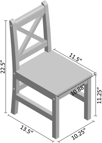 Miniatura 2 de eHemco Silla infantil con respaldo en X de madera maciza, color café, juego de 2
