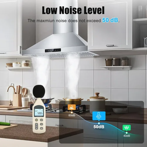 Miniatura 5 de Campana extractora de pared de 36 pulgadas, 1200 CFM con control de gestos y táctil de 4 velocidades, campanas de ventilación de cocina con Montaje