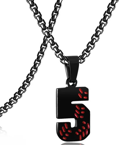 Miniatura 111 de SKQIR Colgante de número de jersey de béisbol para hombres y niños - Cadena de acero inoxidable para atletas - Negro
