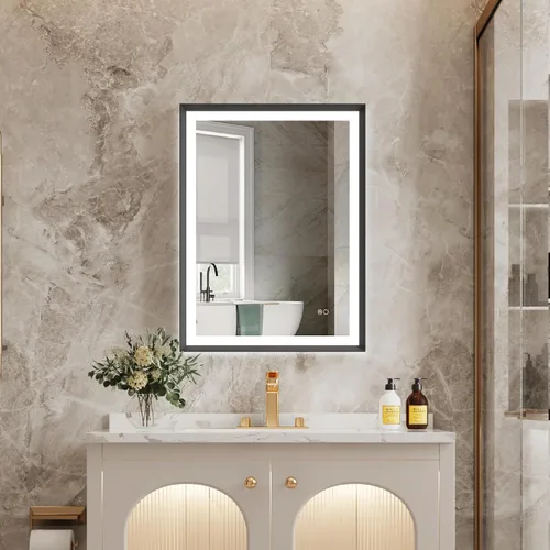 Miniatura 26 de WELLFOR Espejo de baño LED de 28 x 36 pulgadas, espejo de tocador de baño con luz, espejo de pared de baño, espejo de baño iluminado, montaje