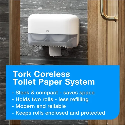 Miniatura 5 de Tork Rollo de papel higiénico de alta capacidad sin núcleo, blanco, T7, universal, 2 capas, 36 x 1100 hojas, 472882