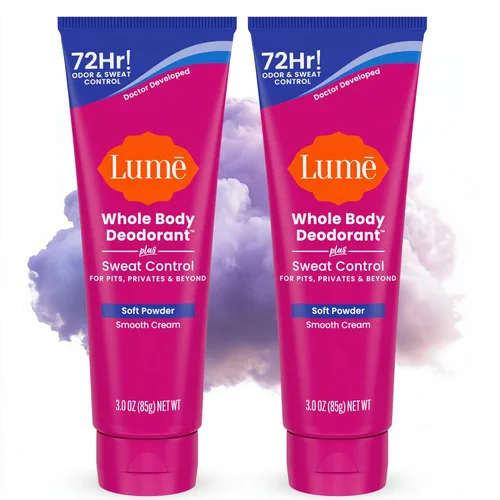 Lume Desodorante para Todo el Cuerpo Plus Control de Sudor - Tubo de Crema Suave - Control de Olor y Sudor de 72 Horas - Sin Bicarbonato de Sodio,
