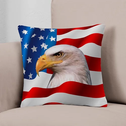 Miniatura 3 de CafePress Bald Eagle On American Flag Everyday Pillow Square Pillow, Decorative Accent Pillow Woven