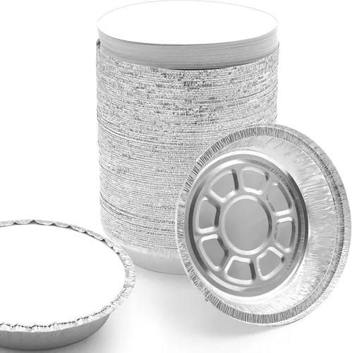 (Paquete de 55) Sartenes de aluminio pequeñas de 7" con tapas - Sartenes redondas de aluminio con tapas para congelador y horno - Recipientes para