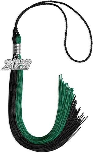 Miniatura 226 de Endea Graduation Borla de doble color con gota de fecha plateada (negro/oro antiguo, 2025)