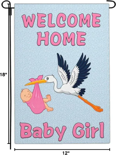 Miniatura 8 de Banderas de jardín para bebé niña de 12 x 18 pulgadas de doble cara con texto en inglés "It's a Girl", letrero de jardín para baby shower, bandera