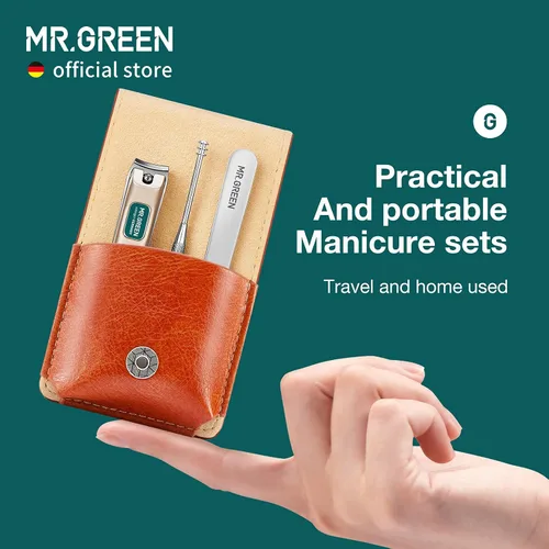 Miniatura 2 de MR.GREEN Juegos de manicura portátil kits de pedicura herramienta cortaúñas de acero inoxidable estuche de aseo de viaje tijeras de uñas caja