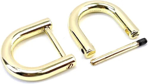 Miniatura 25 de 4 anillos en D resistentes con grillete de 1-1/2 pulgadas, oro antiguo, en forma de U, repuesto para bolso, llavero, collar de perro