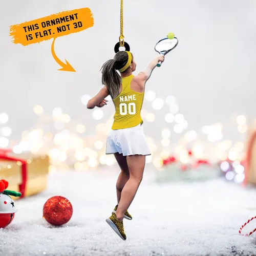 Miniatura 4 de Adorno plano acrílico personalizado para niña, jugador de tenis, regalo para amantes del tenis, jugador de tenis, adorno de Navidad para árbol de Tn1