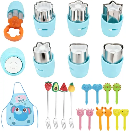 CHICHAUS Juego de 20 cortadores de galletas y cortadores de galletas, cortadores de frutas y verduras multiformas para accesorios de almuerzo para