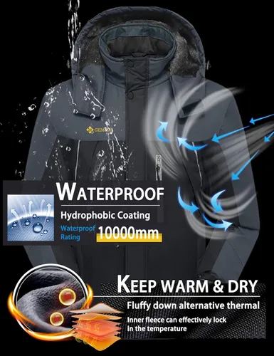 Miniatura 4 de GEMYSE chaqueta de esquí para hombre, impermeable, rompevientos, para la nieve