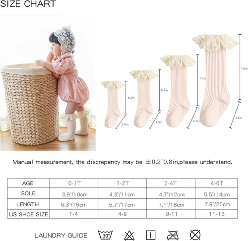 Miniatura 7 de Calcetines largos con volantes para bebés y niñas de 6 a 12 meses
