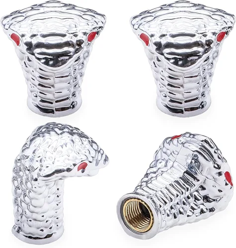 Miniatura 38 de 4 tapones de válvula de neumático estilo calavera, con anillo de goma O, cubiertas universales de vástago de válvula de neumático de núcleo de cobre