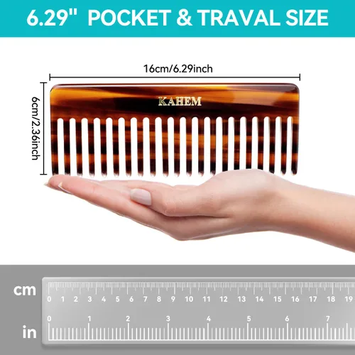 Miniatura 3 de KAHEM Peine desenredante grande de dientes anchos para mujeres, hombres y niños, hecho a mano para cabello rizado, largo y corto, peine profesional