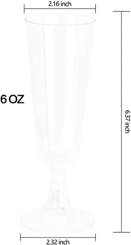Miniatura 3 de BUCLA Paquete de 100 copas de champán de plástico transparente, copas de champán de plástico de 5 onzas, vasos desechables transparentes de alta