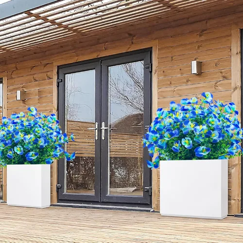 Miniatura 4 de 8 paquetes de flores artificiales para exteriores, resistentes a los rayos UV, flores de plástico sintético para exteriores, patio, jardín, porche