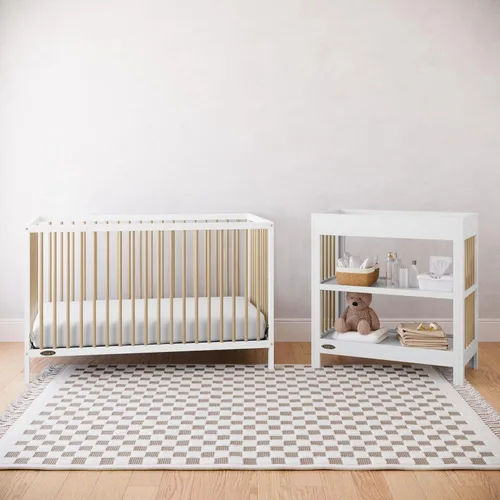 Miniatura 2 de Graco Teddi cuna convertible 5 en 1 (blanco con madera flotante) – Certificado GREENGUARD Gold, se convierte en cama de día, cama infantil y cama