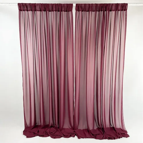 Miniatura 2 de Cortinas de fondo de gasa transparente de 10 x 10 pies, cortinas de tela de gasa para bodas, cortina larga transparente para sala de estar, Borgoña