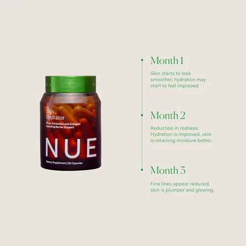 Miniatura 3 de The Nue Co. Suplemento HIDRATOR para la piel, contiene colágeno hidrolizado, aloe y ácido hialurónico, sin gluten, 30 cápsulas