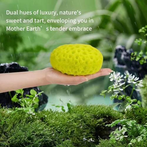 Miniatura 5 de Juego de esponjas de baño de YABAHU: lujoso tono dual, amarillo limón revitalizante y verde lima fresco de la mañana, material ecológico ultrasuave