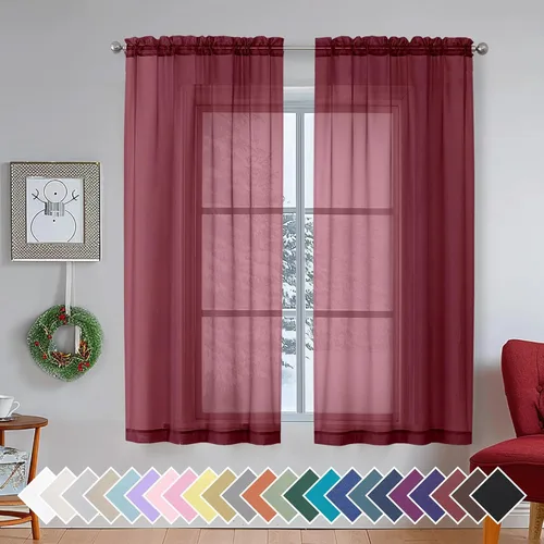 Miniatura 156 de Aiyufeng 2 paneles de cenefa transparente negra de 14 pulgadas de largo, cortinas cortas negras transparentes para dormitorio, cortinas de cocina
