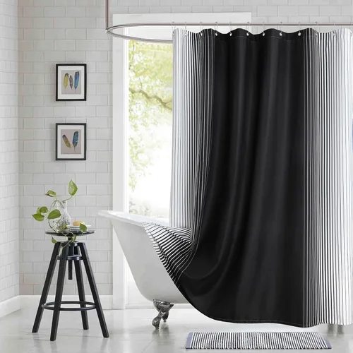 Miniatura 15 de Cortina de ducha gris, cortinas de ducha de tela de microfibra gris degradado para baño, cortinas de baño modernas impermeables, 72 pulgadas