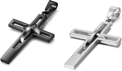 Miniatura 25 de OIDEA Cross Pendant Necklace for Men Women: High Polish Hollow Openwork Stainless Steel Cross Chain Mens Jewelry Gifts