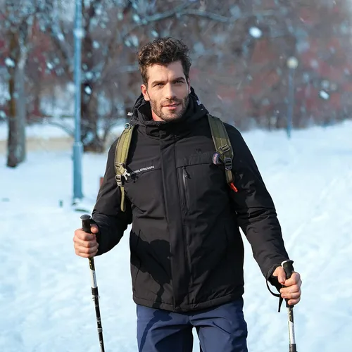 Miniatura 6 de Camel Crown - Chaqueta de esquí para hombre (forro polar, con capucha desmontable, resistente al viento e impermeable)