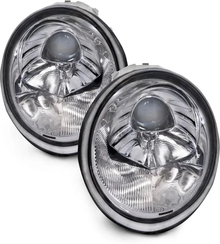 PERDE set de luces delanteras cromadas, halógenas con cristales de rendimiento, para 1998-2005 Volkswagen Beetle.