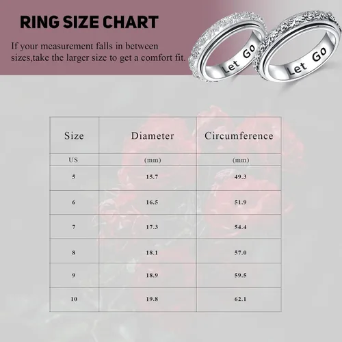 Miniatura 14 de Ladytree Anillo giratorio de plata de ley S925 para ansiedad, anillo inspirador de promesa, ansiedad, preocupación, alivio del aburrimiento, TDAH