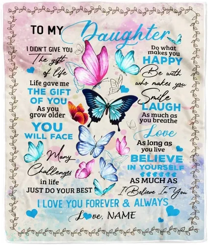 Miniatura 33 de Manta personalizada con texto en inglés «To My Daughter from Mom Dad Give You A Big Love Hug Butterfly Daughter Birthday»