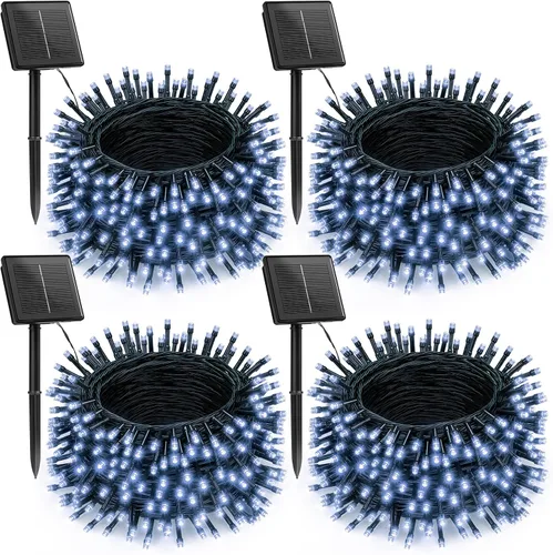 Miniatura 16 de Brightown Paquete de 2 luces solares de cadena para exterior, cada una de 46 pies, 120 luces LED, luces solares de cadena para exterior con 8 modos